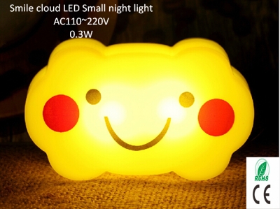 intelligent energy-saving laugh cloud led small night light, white and warm white,ac110-220v 0.3w,general type family