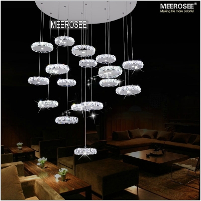 large led crystal ceiling light fixture crystal ring lustre lamp led light for stairs staircase hallway, lobby md2337 [led-pendant-light-5344]