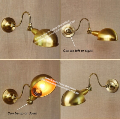 loft industrial vintage style golden arm wall light,personality wall lamp for bar aisle home light,e27*1 bulb included 110v~240v