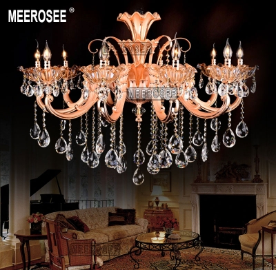 modern 10 arms chandelier crystal light fixture rose gold floral crystal lustre lamp with top k9 crystal md2107 d1060mm h710mm [crystal-chandelier-zinc-alloy-2342]
