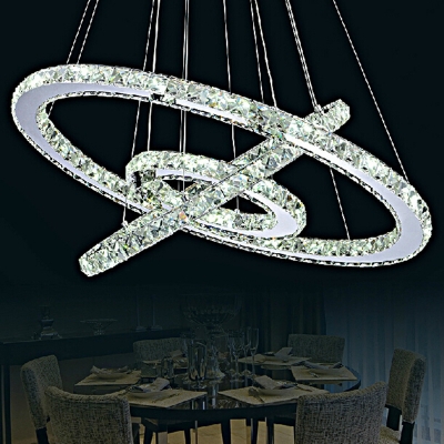 modern crystal pendant light circle suspension dining room hanging lamp diamond ring led lights cristal lustre de sala lighting