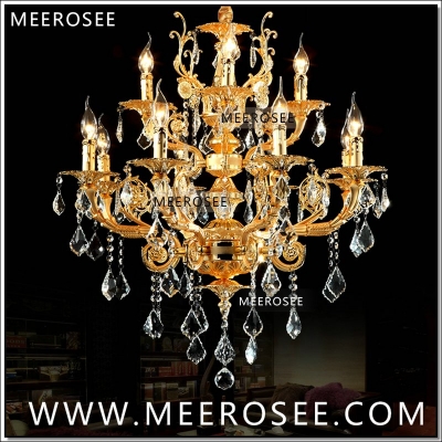 modern luxury 12 arms crystal chandelier lamp gold suspension lustre crystal light for foyer lobby md8857 l8+4 d750mm h750mm [crystal-chandelier-zinc-alloy-2351]