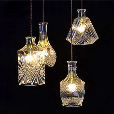 modern minimalist gorgeous vintage wine bottle pendant lights cafe-room/bar decoration single pendant creative cut glass lamps