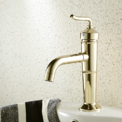 ! modern single handle hole bathroom faucet vessel basin sink mixer tap golden finish &cold water tap se-1303ak