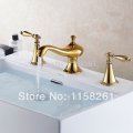 new design 3pcs gold polished solid brass bathroom basin sink mixer tap counter basin faucet hj-2168k