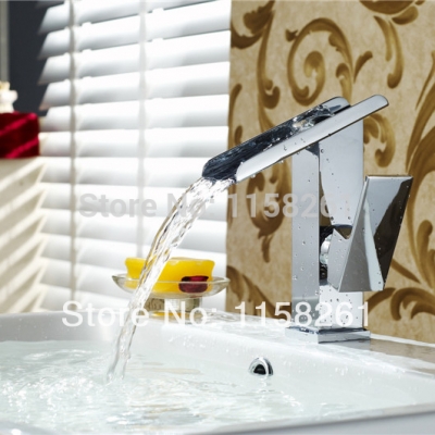 new modern chrome bathroom basin faucet brass mixer tap vanity faucet sink mixer tap waterfall faucet lt-515