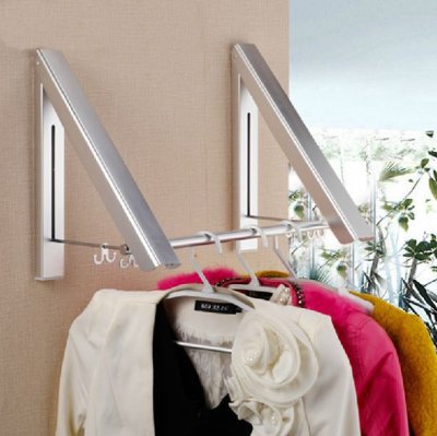 nice new wall mounted space aluminum clothes drying hanger foldable laundry rack usefull for home decoration wf-2531