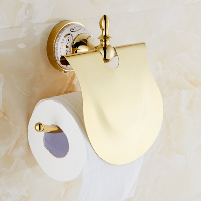 paper holder/roll holder/tissue holder with cover,solid brass construction , gold finish,bathroom accessories, 506k