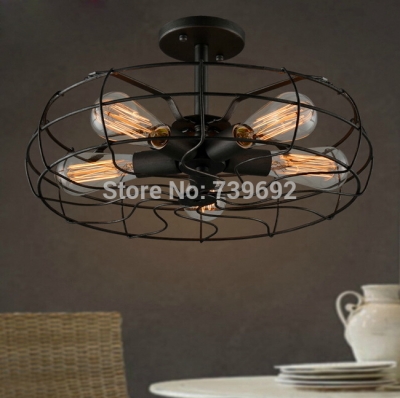 rh loft vintage american personality industrial style electric fan ceiling light dia.50cm*h26cm black color e26/e27 [ceiling-lamps-4704]