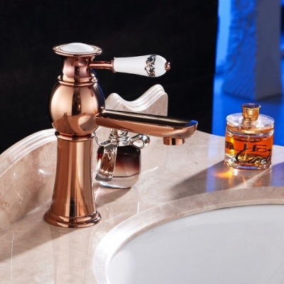 selling bathroom faucet mixers rose golden finish brass basin sink faucet single handle bath mixer taps 9004e