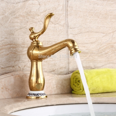 the golden tap with cold and water european leading full copper blue and white porcelain table basin yb-336k [golden-bathroom-faucet-3447]
