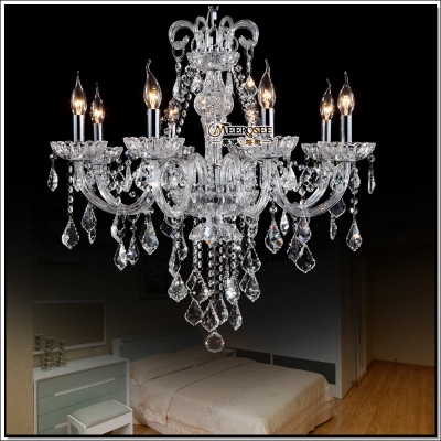 traditional clear glass 8 lights crystal chandelier lighting cristal pendente for living room dining room md6609 [crystal-chandelier-glass-2175]