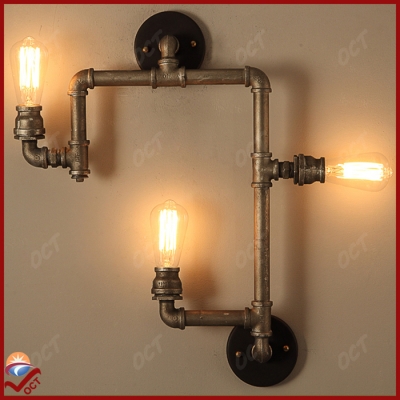 vintage industrial iron water pipe wall lamp luminaria apliques pared retro edision bulb bar bathroom wall light sconce lamparas [wall-lamps-2978]