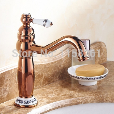 water tap for bathroom/ basin sink tap,single lever single hole deck mounted basin rose golden faucet m-27e [golden-bathroom-faucet-3543]