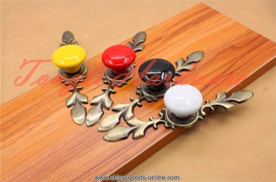 10 pcs/lot 4 color kids ceramic door with bronze base knob/handle/pull for cabinet, locker and drawer,
