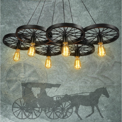 2015 8 styles creative characteristic iron wheel chandelier modern led american country loft iron chandelier with led bulbs [industrial-style-7741]