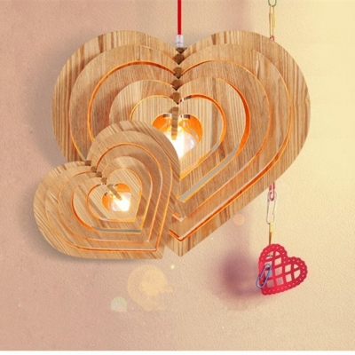 2015 creative heart design solid wood edison pendant light europe country pastoral simple led pendant light