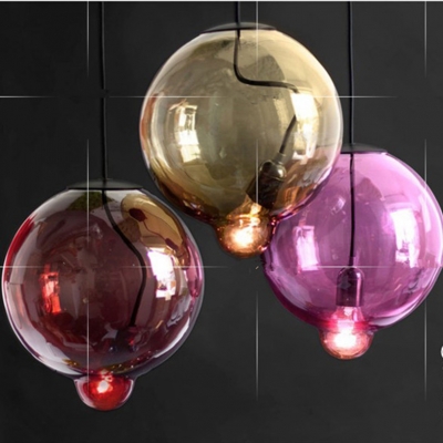 2015 fashion italy colorful hand blown plated glass pendant light 8 colors modern simple led bubble e27 pendant lamp