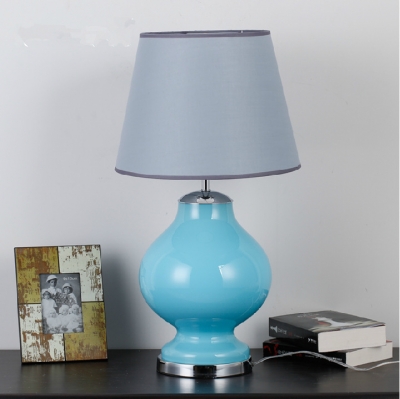 2015 new arrival american country pastoral painted glass blue table lamp h68cm simple study room desk lamp with fabric lampshade