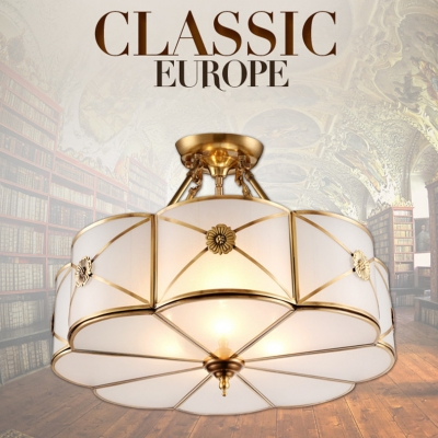2016 european simple lustre copper frosted glass pendant light retro golden petal pendant light [american-style-7769]