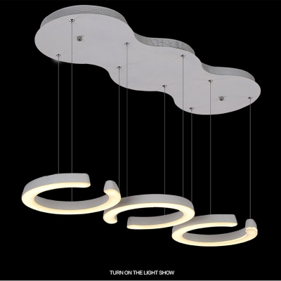 2016 modern fashion unique ring design led pmma pendant light 3 head round / rectangle hanging light [modern-style-7894]