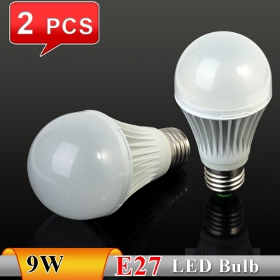 2pcs/lots led lamp bulb e27 9w 220v/110v 810lm warm white/white lamps for home [led-bulb-4512]