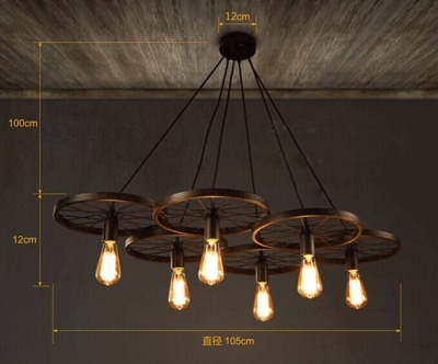 6-arm iron wind wheel black finished -selling chandelier industrial lighting for home decoration