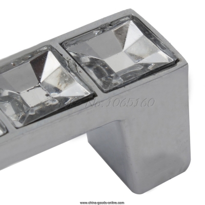 6pcs slivery crystal cabinet drawer door knob hole distance 5" slivery