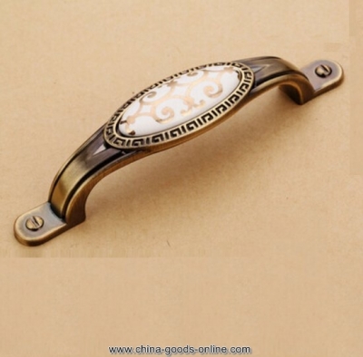 750-qj 96mm 3.78" ceramic flower wardrobe cupboard knob drawer door pulls handles [Door knobs|pulls-1260]