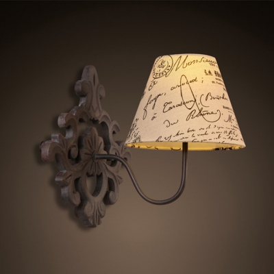 american pastoral style 1 head petal iron led wall lamp with fabric lampshade and 3w led bulb [american-style-7993]