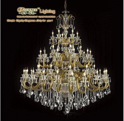 antique brass color large crystal chandelier lighting with 55 lamps for el, lobby, foyer [crystal-chandelier-zinc-alloy-1598]