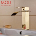 bathroom tap gold square basin mixers golden plated water tap
