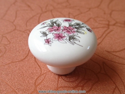 ceramic knobs / kitchen cabinet knobs / dresser knobs / drawer knobs pulls handles white pink flower furniture knob pull handle