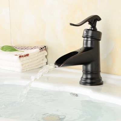 classic bathroom black waterfall faucet deck mounted oil rubbed bronze faucets single handle water tap mixer
