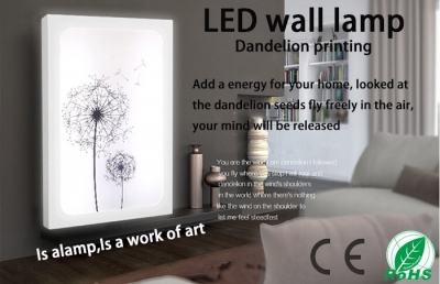 dandelion printing led wall lamp for indoor lighting decoration in the bedroom, sitting room, study, corridor, is a work of art