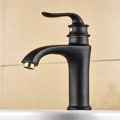 deck mounted and cold water single lever bathroom sink faucet black brass basin mixer taps hj-759h