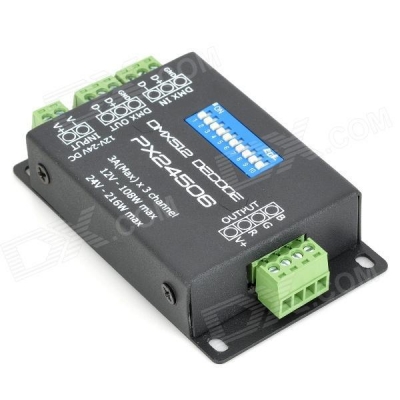 dmx512 decoder rgb led controller for led - black (12~24v) [led-rgb-controller-5716]
