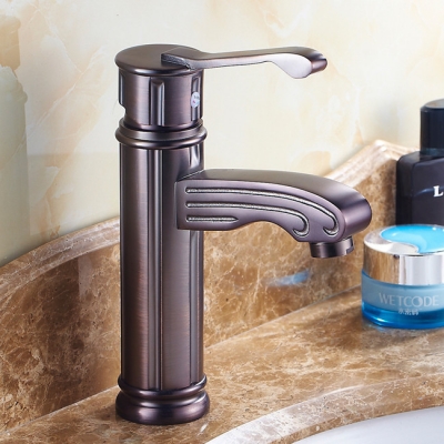 fashion single handle solid brass basin faucet oil rubbed bronze antique mixer faucets and cold r1603c [oil-rubbed-bathroom-faucet-6642]