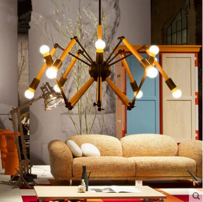 flexible industrial vintage pendant lights wood spider american loft style edison hanglamp fixtures for home lightings droplight [edison-loft-pendant-lights-1633]