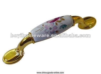 gold zamak ceramic knobs cabinet hardware whole and retail discount 50pcs/lot a09-bgp