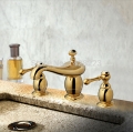 high-grade widespread bathroom basin sink faucet deck mounted dual handles brass basin mixer taps