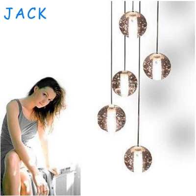 led crystal glass ball pendant lamp meteor rain light meteoric shower stair bar droplight chandelier lighting ac110-240v [pendant-lamp-340]