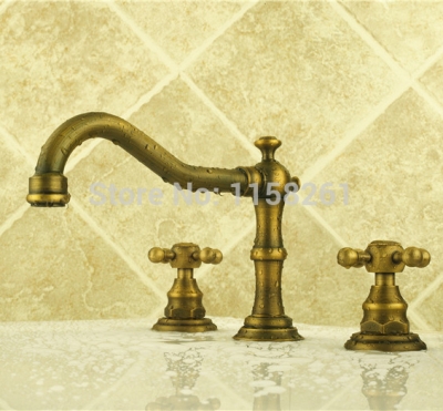 low-cost 3 in 1 combo sets bathroom basin antique faucet bronze brushed and brass body mixer tap zly-6728 [3-pcs-basin-faucet-86]