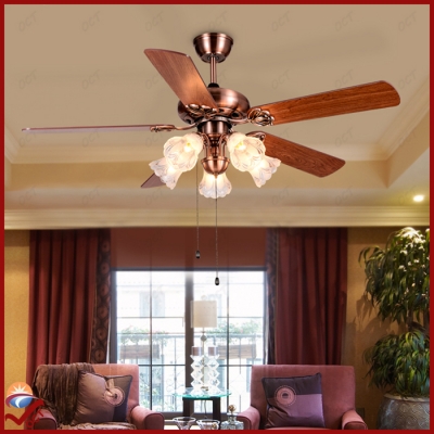 luxury european led ceiling fans lights remote 110v 220v 240v vintage antique copper 52" wood blades bedroom ceiling fan lamps [ceiling-fans-2934]