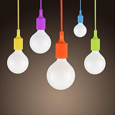 modern e27 colorful silicone lamp holder 220v pendant lights 12 color pendant lights +100cm cord+ceiling base for dinning room