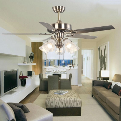 modern new 52 inch 5 blade /led holder wood blade ceiling fans with lights bronze ceiling lamp e27 lamp holder home bedroom