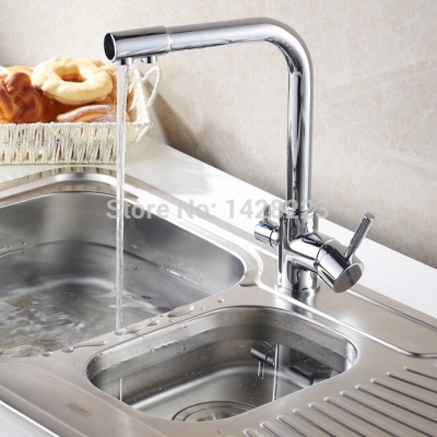 multifunction dual handles bathroom kitchen sink mixer faucet chrome brass pure water faucet [chrome-1414]