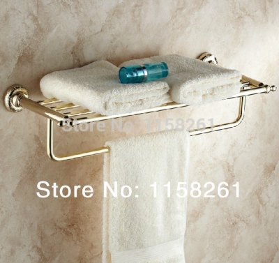new arrival luxury bathroom accesseries golden finish bath towel shelves towel racks towel bar bath hardwarest-3290