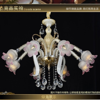 new european style pink imitation glass crystal pendant lamp bedroom chandelier
