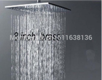 new polished chrome 8" brass rainfall square shower head bathroom wall mounted shower